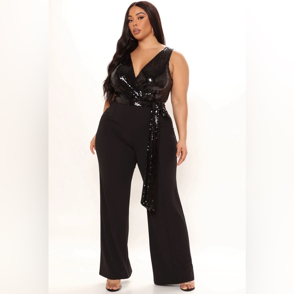 Fashion Nova Black and Sequin Jumpsuit! Never Worn!! Brand new!!